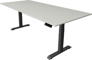 Scrivania Kerkmann Move 4 regolabile in altezza elettricamente, grigio chiaro, rettangolare, con base a T grigia, 225,0 x 100,0 cm