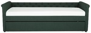 Divano Letto estraibile 90 x 200 cm Rivestimento in tessuto verde Misura singola sottoletto per ospiti abbottonato Beliani