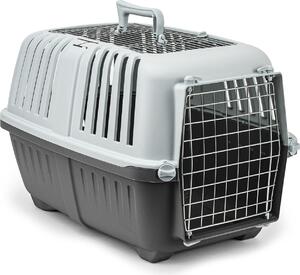 Trasportino per animali domestici Lionto, robusto e sicuro, realizzato in polipropilene, con porta in metallo e maniglia per il trasporto, dimensioni 58,5 x 35,5 x 40 cm, colore verde chiaro
