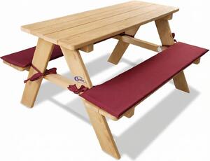 Coemo Set di sedute per bambini Tavolo da picnic naturale con imbottitura Tavolo da gioco Tavolo da giardino in legno