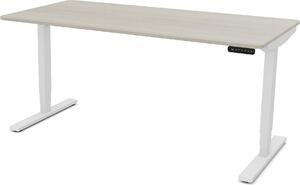Scrivania ASSMANN regolabile elettricamente in altezza Y-Line Curved Oak Polar White, 180x80cm, funzione di memoria, motorizzazione a 2 pieghe