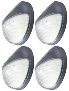Set di 4 luci solari a LED per recinzioni, realizzate in plastica grigia