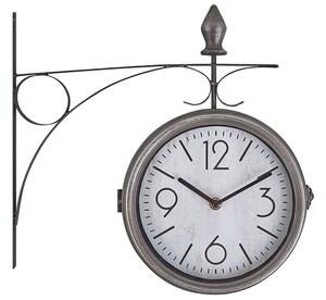 Orologio da parete in ferro bianco e argento dal design vintage bifacciale Beliani