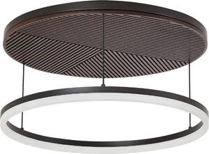 Lucande LED, lampada da soffitto Orven, nero/legno, Ø50cm, dimmerabile
