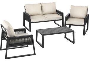 Set da giardino in alluminio Captive di tectake® con design Rope