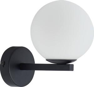 Lucande applique Bidolo, nero, vetro, Ø 12 cm, IP44