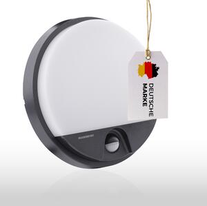 ALMAZ Lampada da parete per esterni a LED, nera con sensore di movimento - 15W, 1100lm, IP54, rilevamento a 140°