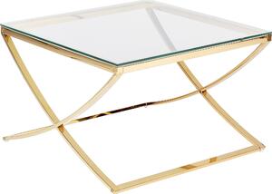 Tavolino BELIANI vetro oro struttura in acciaio inox stile glamour elegante finitura lucida