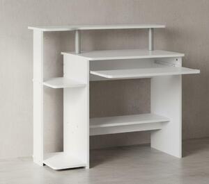 Scrivania per computer: design senza tempo, spazio di archiviazione, cassetto per la tastiera, truciolato, bianco. 94x48x90 cm | Kadima Design
