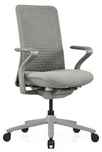 Hjh OFFICE Sedia da ufficio di alta gamma VERVIO Sedia da scrivania ergonomica con braccioli Tessuto / Tessuto a rete Grigio Sedia girevole per ufficio, casa