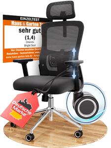 CLOUVOU BrightSeat Sedia da ufficio ergonomica Sedia da scrivania regolabile in altezza, braccioli 2D, poggiatesta 2D, carico massimo 150 kg [N. 1 nella categoria piccola e leggera]