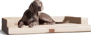Tierlando® Divano ortopedico per cani GIBSON VISCO in Pelle finta forma cubica - dimensioni: 80x60cm | colore: 05 crema