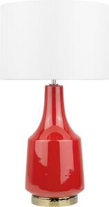 BELIANI Lampada da tavolo in Vetroceramica rossa 60 cm paralume in tessuto bianco panna vaso cavo con interruttore in stile retrò