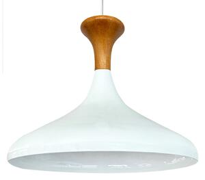 Lampada a sospensione Champion in legno, 35 cm Lampada a sospensione in metallo bianco
