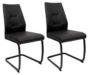 Sedie da pranzo moderne in pelle - sedie a sbalzo imbottite con robusta struttura in metallo - sedie girevoli di facile manutenzione con superficie traspirante,Colore:Nero;Quantità:2 pezzi