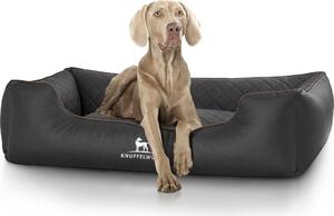 Knuffelwuff - Cuccia ortopedica per cani Madison in Pelle finta trapuntata al laser, XXL 120 x 85 cm, nera