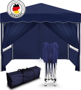 Gazebo pieghevole Kronenburg 3x3 m - Impermeabile, protezione UV 50+, 4 pareti laterali, blu