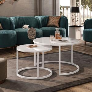 Tavolino Rounder 2in1 CIRI GLASS bianco / bianco lucido