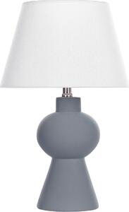 BELIANI Lampada da tavolo base in Vetroceramica grigia paralume in lino a forma di tamburo design minimalista