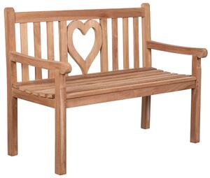 Panchina da giardino in teak 120 cm con schienale decorato – solida, resistente alle intemperie, intramontabile