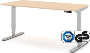 ASSMANN Scrivania regolabile elettricamente in altezza Y-Line Curved Kiesel Alluminio bianco, 120x80 cm, funzione memoria, doppio motore