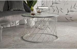Set di 4 tavolinetti in metallo argentato con un design a rombi - Arrediorg