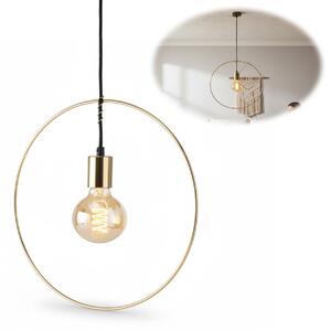 LS-LebenStil Lampada a sospensione retrò con anello dorato da 40 cm, E27, in metallo; lampada da soffitto, lampada a sospensione, lampada da soffitto sospesa; per soggiorno, camera da letto, cucina
