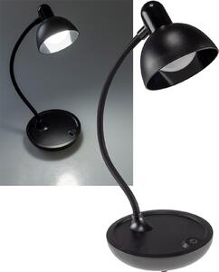 Lampada da tavolo a LED con batteria a collo d'oca, dimmerabile, bianco caldo, nero