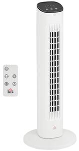 HOMCOM Ventilatore a Colonna con Telecomando e 3 Velocità, Timer 15 Ore, Oscillazione e Modalità Notte, Bianco|Aosom