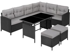 Tectake® Rattan Lounge Barletta per 6-8 persone resistente
