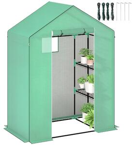 Serra Outsunny con porta scorrevole, finestra, ripiani, serra in plastica resistente all'inverno