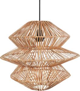 BELIANI Lampada a sospensione in rattan naturale paralume nero base in ferro lampada da soffitto illuminazione boho soggiorno sala da pranzo