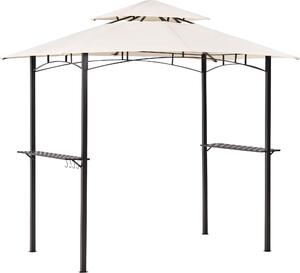 BELIANI Gazebo Tessuto beige Acciaio nero 240 x148 cm Struttura in metallo Tettoia con ganci e mensole Tenda gazebo da giardino