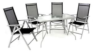 Set di mobili da giardino 5 pezzi VCM | sedie pieghevoli | set da giardino | tavolo in vetro | gruppo di sedute | set da giardino