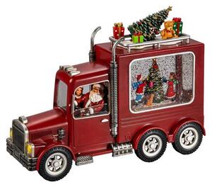 Konstsmide 4318-550 Lanterna ad acqua Babbo Natale in camion, rossa, riempita d'acqua, 1 diodo bianco caldo, a batteria, per interni, timer 5h