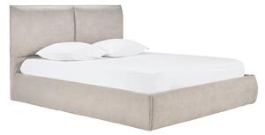Letto contenitore matrimoniale 160x200 cm in tessuto di ciniglia beige VIGO
