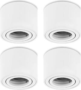 Faretti a soffitto da incasso, 4 pezzi, design piatto, diametro 50 mm, alluminio, finitura bianca opaca, forma rotonda