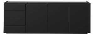 Buffet nero lucido 3 porte 4 cassetti L200 cm ISAURE