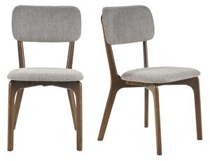 Sedie in tessuto effetto velluto grigio testurizzato e legno scuro (set di 2) JOCA