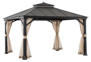 Gazebo con tetto in acciaio antracite Pasu 300 x 300 cm