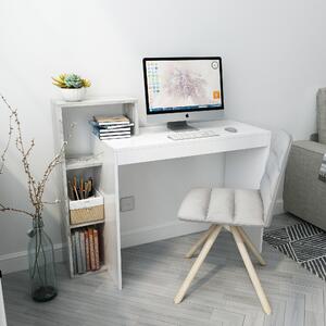 Scrivania Monddeer, scrivania per computer, con vano portaoggetti, bianca e grigia