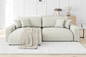 S-STYLE MÖBEL - Divano ad angolo Emma con funzione letto e contenitore in tessuto di velluto a coste, ottimo comfort di seduta, pouf a sinistra, L/P/A: 234 cm / 170 cm / 78 cm