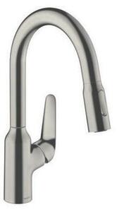 Hansgrohe Focus M42 - Miscelatore per lavello M4216-H180 con doccia estraibile, sBOX, finitura acciaio inox 71821800