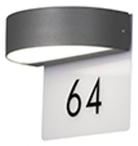 Konstsmide Monza LED numero civico antracite, 3000K, 800lm, 2x4,5W, 240V, alluminio/vetro acrilico, 7855-370