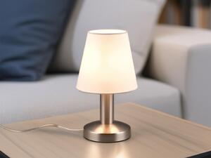 Lampada da tavolo a LED argento con paralume in tessuto bianco per davanzale finestra - dimmerabile con comando touch