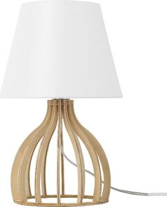 BELIANI Lampada da tavolo base in legno bianco paralume in tessuto con interruttore luce moderna per interni