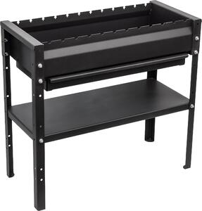 KVOTA Mangal Grill 80 cm - griglia a carbonella in acciaio da 2 mm, ripiano regolabile in altezza, cassetto per la cenere, 12 appoggi per lo spiedo, incluse pinze e attizzatoio