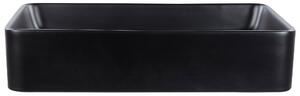 BELIANI Lavabo da appoggio in Vetroceramica nera 51 x 34 cm superficie opaca forma rettangolare stile moderno bagno