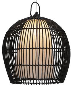 Lampada da soffitto / lampada a sospensione, realizzata a mano a Bali con materiali naturali, rattan, cotone - Modello Camilio Nero, rattan, tessuto di cotone, 37*37*37 cm, lampade a sospensione in materiali naturali