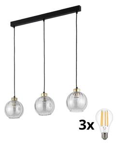Lampadario LED su cavo DEVI 3xE27/15W/230V nero/trasparente